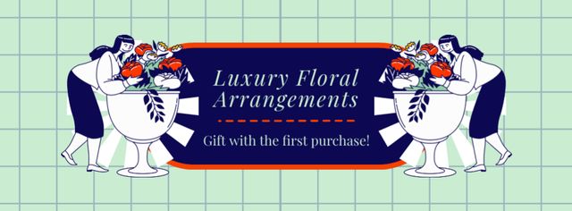 Gift Offer on First Purchase of Floral Arrangement Facebook cover Design Template