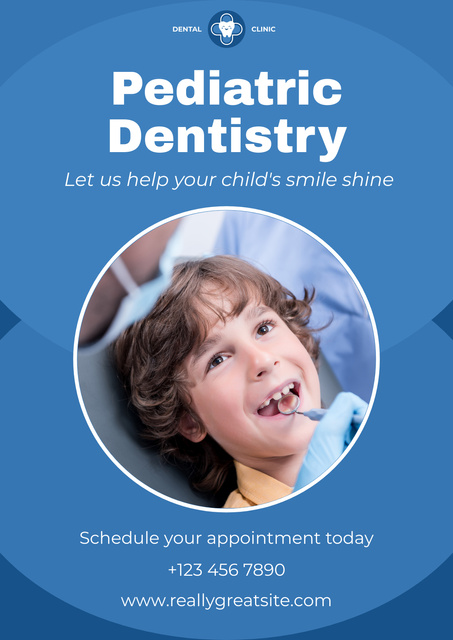 Ontwerpsjabloon van Poster van Ad of Pediatric Dentistry