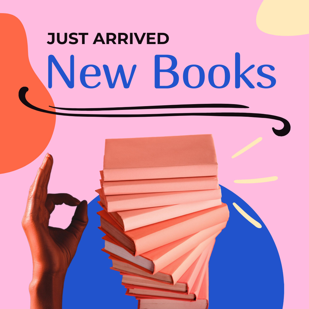 New Books Arrival Pink and Blue Instagram Design Template