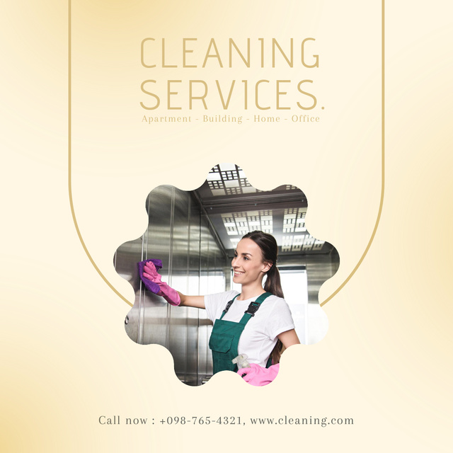 Cleaning Service Offer with Woman Washing the Wall Instagram AD Πρότυπο σχεδίασης