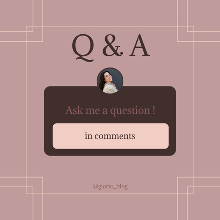 Q&A Questions Tab with Young Woman Instagram Design Template