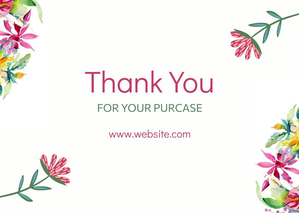 Thank You Message with Colorful Spring Flowers Card Design Template