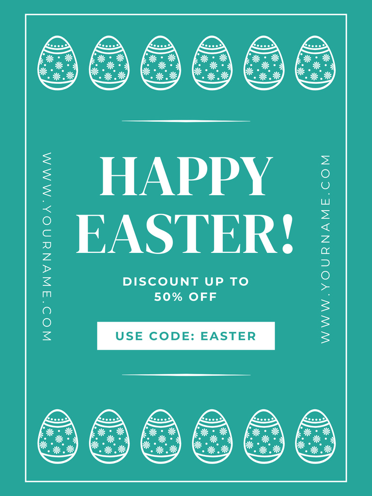Traditional Easter Eggs on Blue for Easter Sale Poster US Design Template