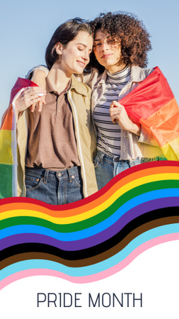 Modèle de visuel Pride Month Announcement with Girl showing Rainbow Heart - Instagram Story