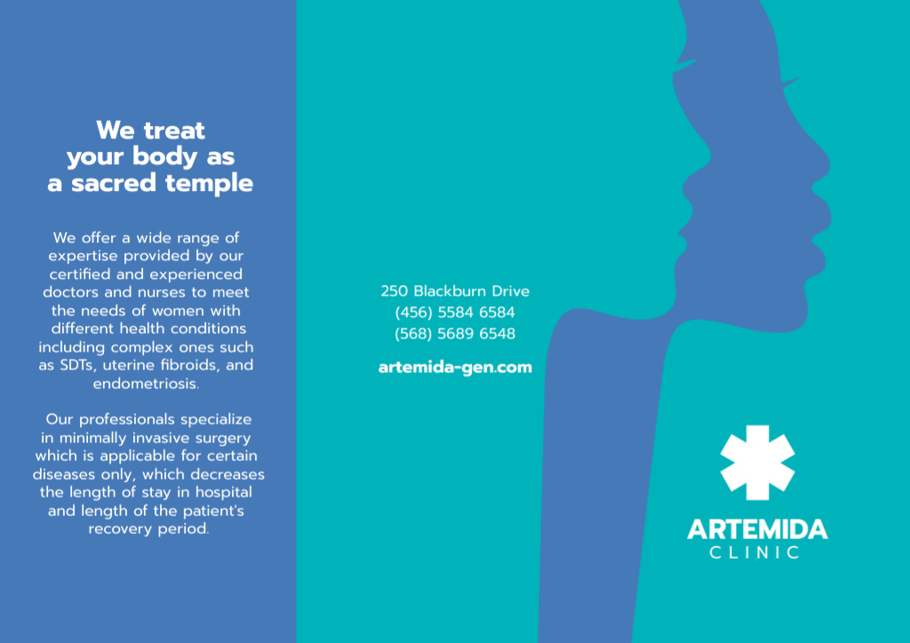 Template di design Clinic Service  Offer with Women's Silhouettes Brochure