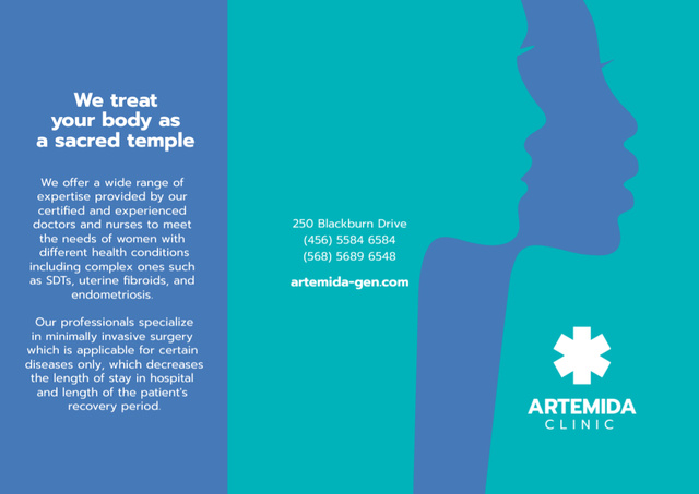 Template di design Clinic Service  Offer with Women's Silhouettes Brochure