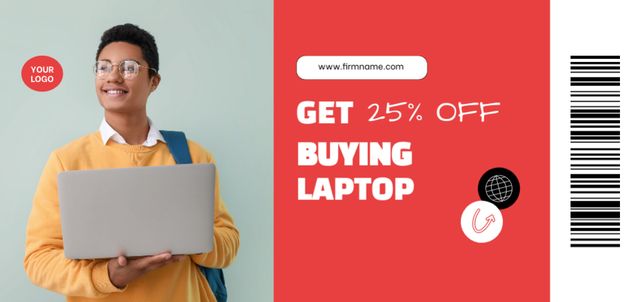 Discount on Laptop for Students Coupon Din Large – шаблон для дизайну