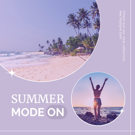 Collage of Summer Vacation on Beach Instagram Design Template