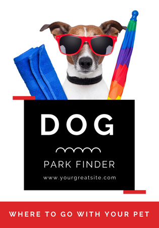 Cute Dog in sunglasses in Park Poster 28x40in Design Template