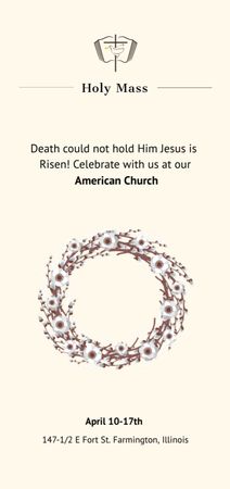 Easter Services Announcement with Floral Round Frame Flyer DIN Large Modelo de Design