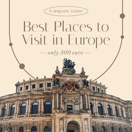 Travel Tour Offer with Best Places in Europe Instagram Design Template