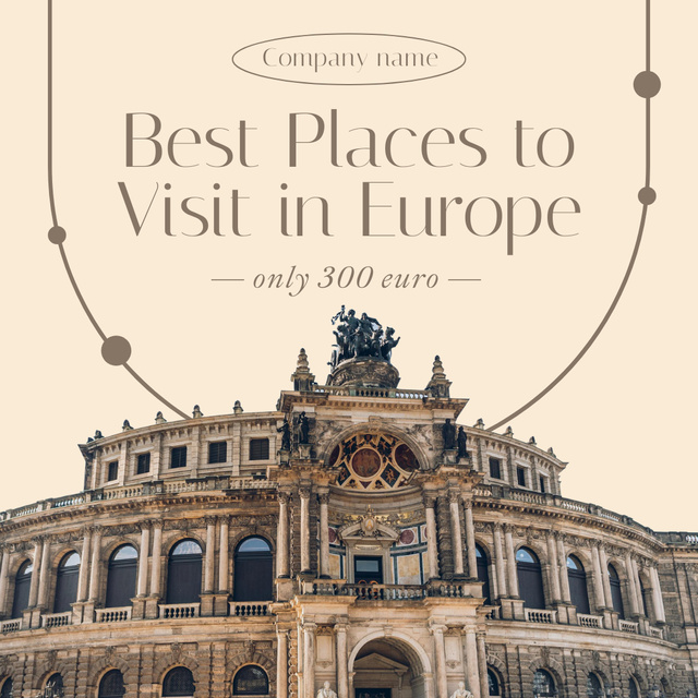 Travel Tour Offer with Best Places in Europe Instagram Tasarım Şablonu