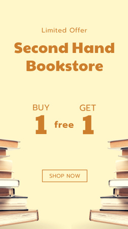 Second Hand Bookstore Promo Offer Instagram Story Design Template