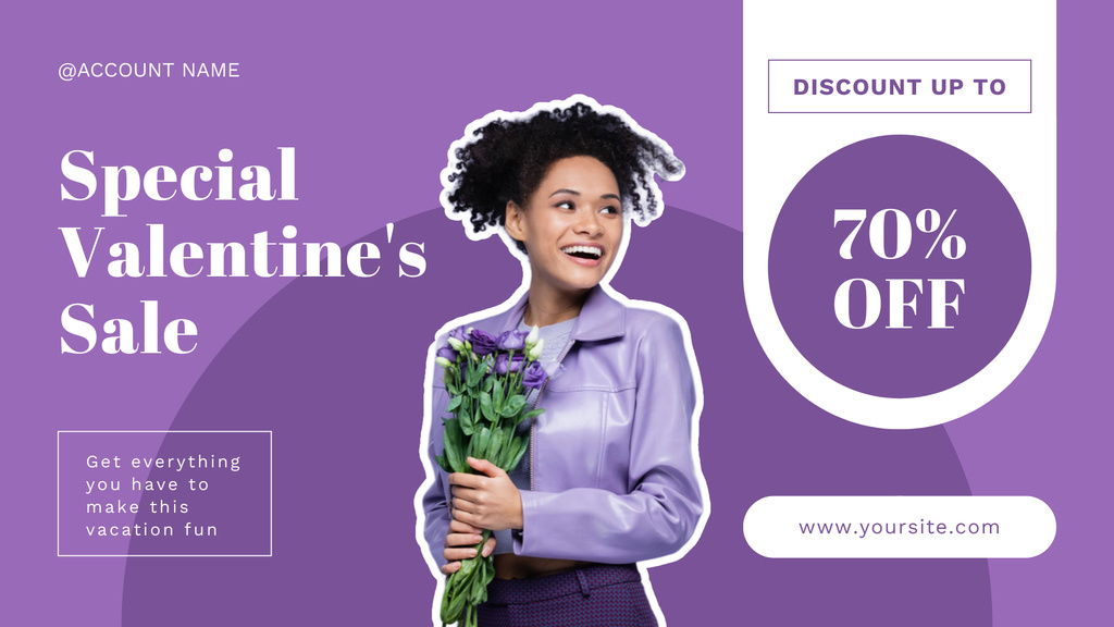 Special Valentine's Day Sale with African American Woman FB event cover Modelo de Design