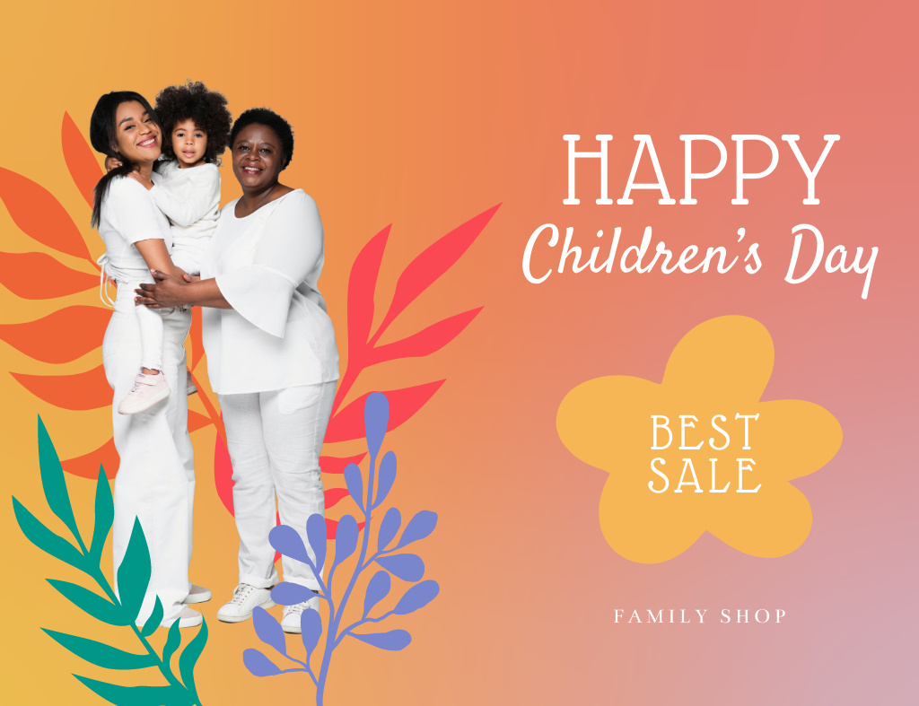Template di design Children's Day Best Sale Offer Thank You Card 5.5x4in Horizontal