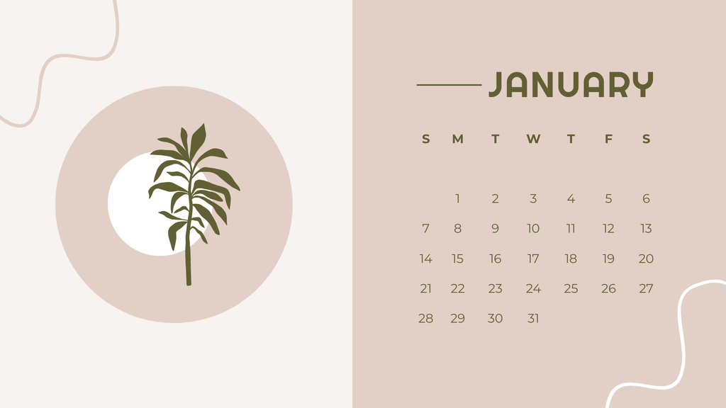 Illustration of Green Leaf Calendar Design Template