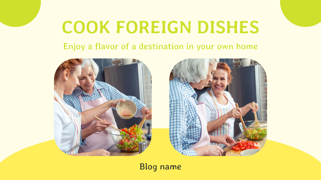 Women Preparing Foreign Dishes in Kitchen Youtube Thumbnail Design Template