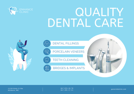Template di design Teeth Treatment and Porcelain Veneers Poster B2 Horizontal