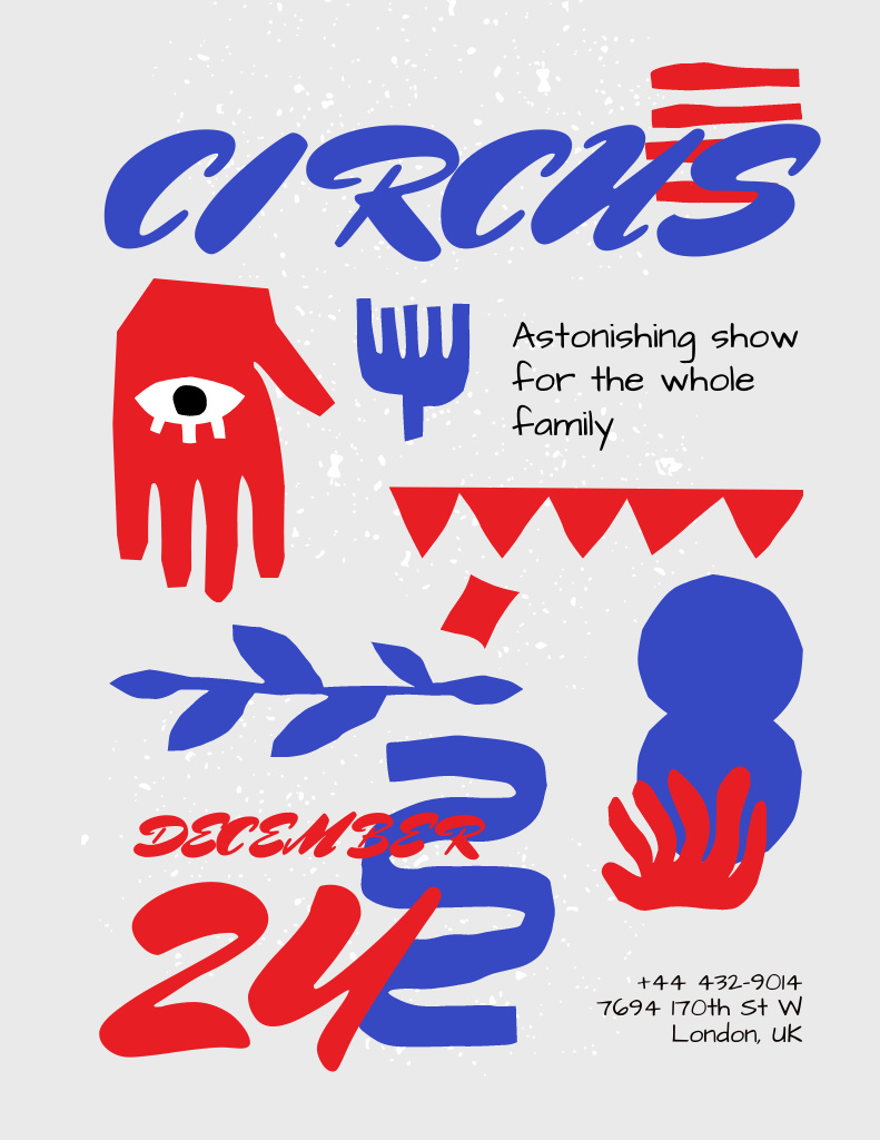 Circus Show Event Announcement with Bright Illustration Poster 8.5x11in – шаблон для дизайна