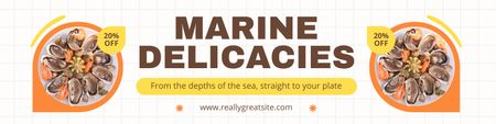 Offer of Marine Delicacies Twitter Design Template