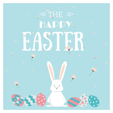 Easter Cute Bunny with Colored Eggs Instagram Modelo de Design