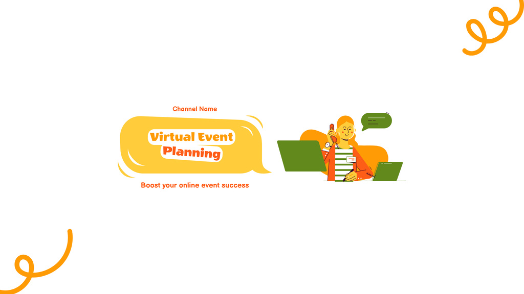 Virtual Event Planning Services with Illustration Youtube Design Template