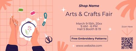 Arts And Crafts Fair With Embroidery Ticket Tasarım Şablonu