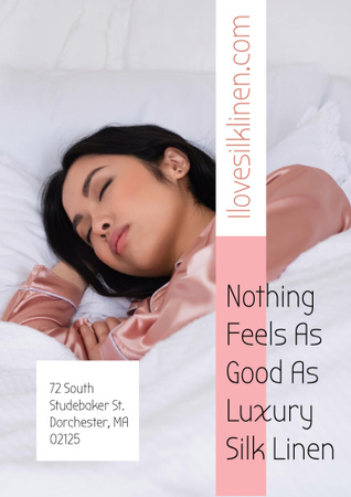Luxury Silk Linen Offer with Tender Sleeping Woman Poster B2 tervezősablon