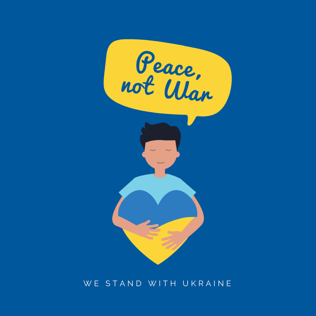 Man Holding Heart with Colors of Ukrainian Flag Instagram tervezősablon