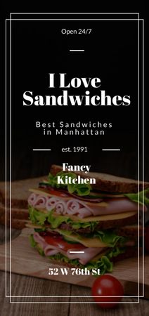 Restaurant Ad with Fresh Tasty Sandwiches Flyer DIN Large Modelo de Design
