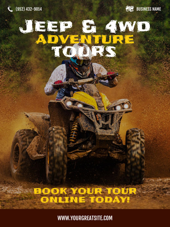 Off-Road Adventure Tours Offer Poster US Design Template
