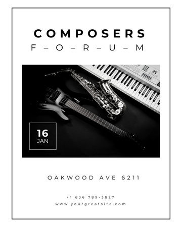 Composers Forum Invitation with Instruments on Stage Poster 16x20in Design Template