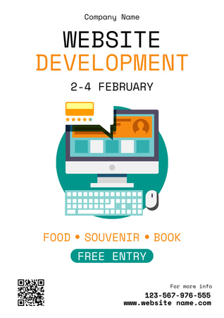 Website Development Webinar Announcement Poster Design Template
