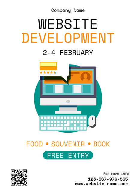 Plantilla de diseño de Website Development Webinar Announcement Poster 