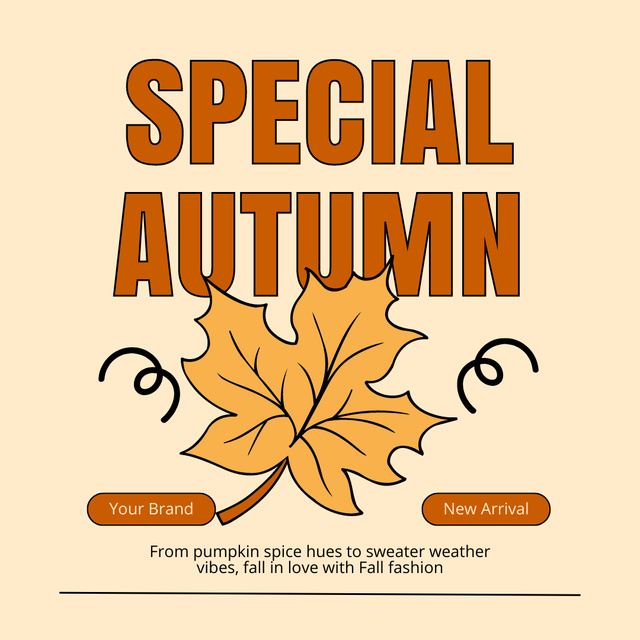 Autumn Special Announcement with Yellow Maple Leaf Animated Post Design Template