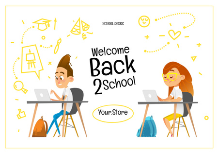 Back to School Announcement Postcard A5 – шаблон для дизайну