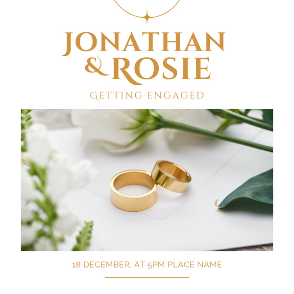 Engagement Announcement with Gold Rings