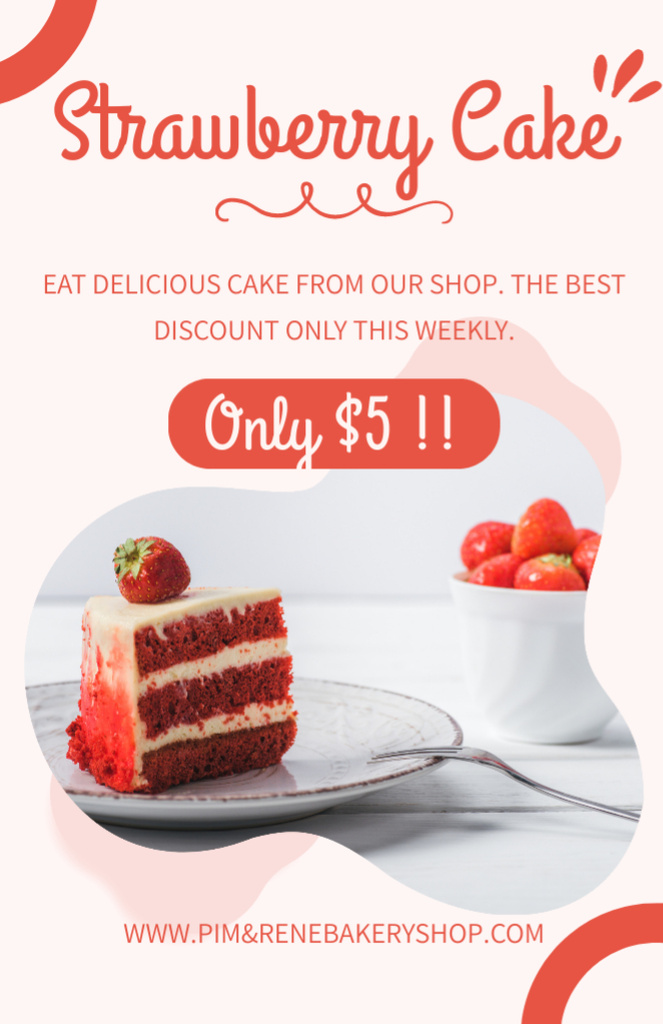 Plantilla de diseño de Offer of Sweet Strawberry Cake Recipe Card 