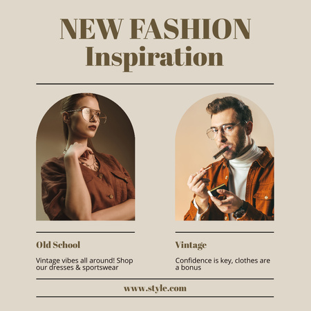 スタイリッシュな人々による新しいファッションインスピレーションの広告 Instagramデザインテンプレート