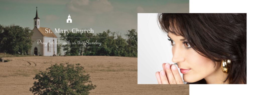 St. Mary Church with praying Woman Facebook cover Design Template