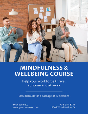 Mindfullness and Wellbeing Course Poster 8.5x11in Design Template