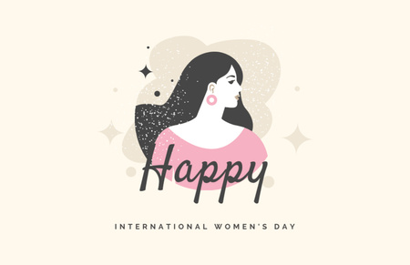 Worldwide Women's Equality Day Greeting With Woman's Profile Thank You Card 5.5x8.5in Design Template