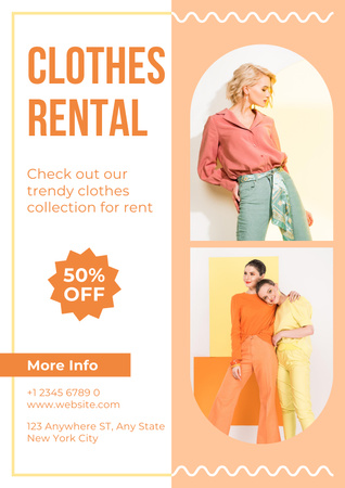 Rental clothes for women peach pastel Poster Design Template