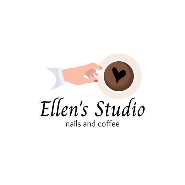 Exclusive Offer of Nail Salon Services With Coffee Logo Design Template