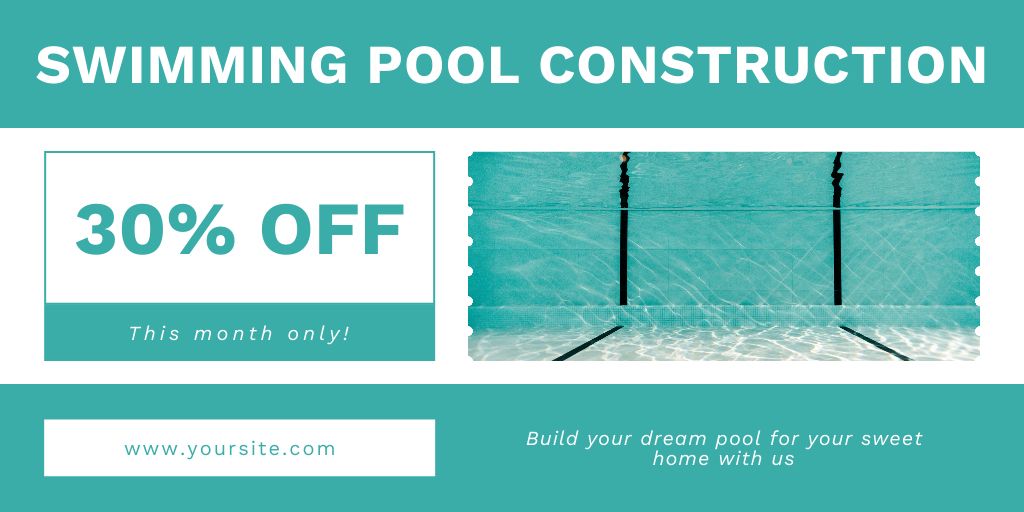 Plantilla de diseño de Monthly Discount on Pool Construction Services Twitter 
