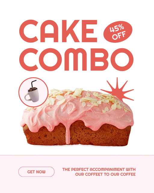 Ontwerpsjabloon van Instagram Post Vertical van Sweet Combo Of Cake And Coffee At Discounted Rates In Cafe
