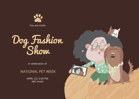 Welcome to Dog Fashion show Invitation 5x7in Horizontal Design Template