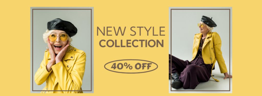 New Style Collection Woman In Yellow Facebook cover Πρότυπο σχεδίασης