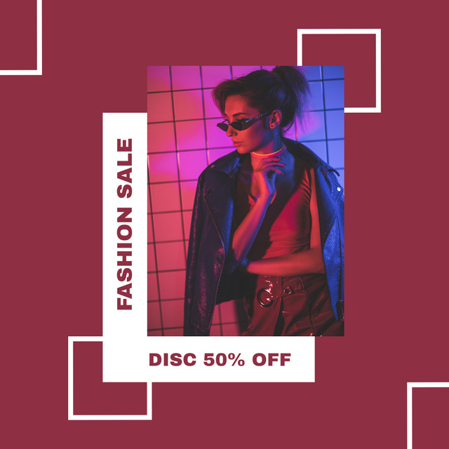 Casual Garments At Half Price With Sunglasses Instagram Design Template