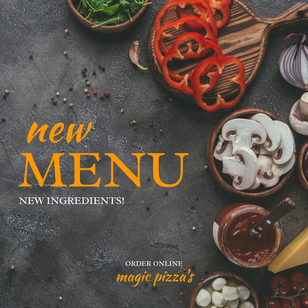 New Pizzeria Menu Instagram Design Template